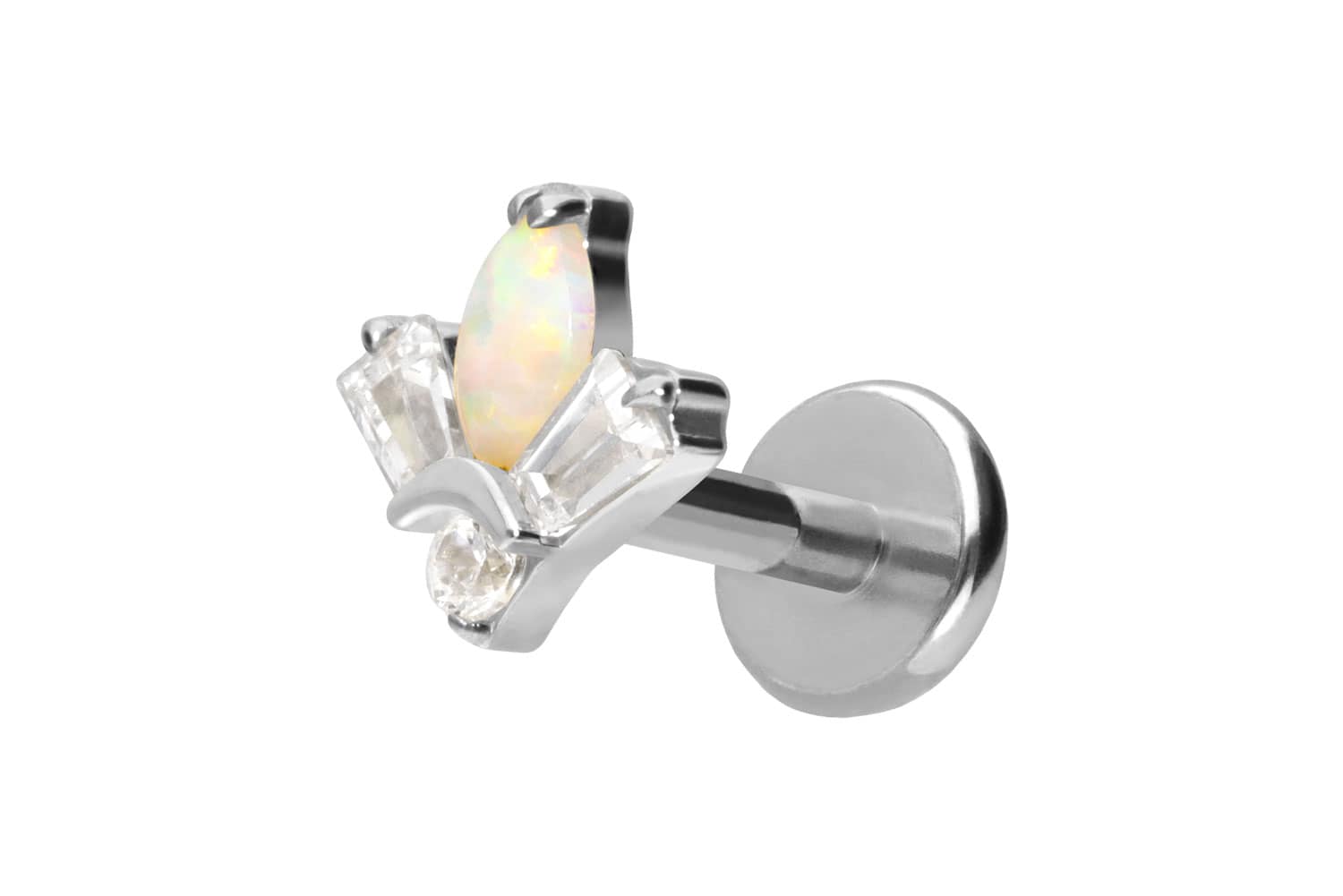 Titan Labret Piercing mit Push Fit LOTUSBLÜTE